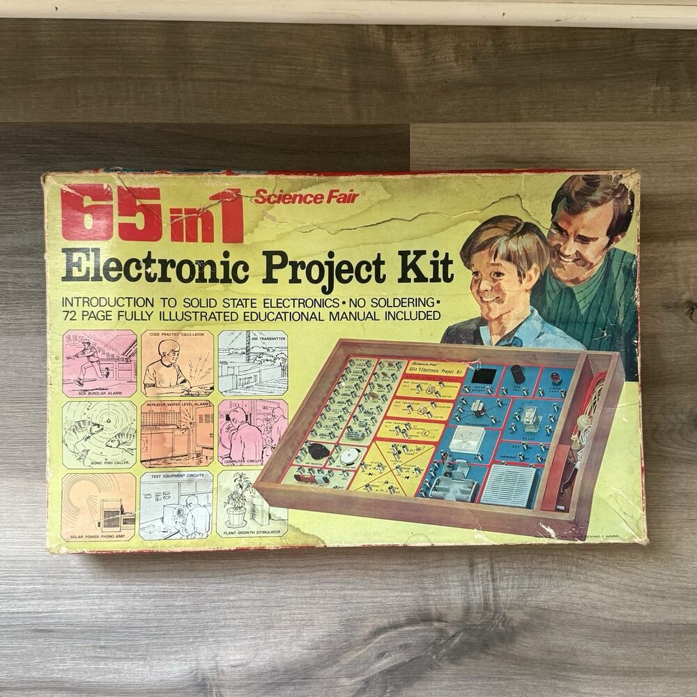 VTG Radio Shack Tandy 1972 Science Fair 65 in 1 Electronic Project Kit + Manual